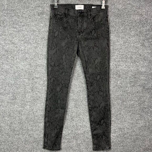 Frame Sz 29 Le Skinny De Jeanne High Rise Skinny Denim Jeans‎ Tonal Python Snake - Picture 1 of 7